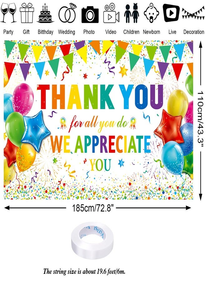 HOWAF Thank You for All You Do Backdrop Banner We Appreciate You Backdrop, Thank You Banner Background Employee Appreciation Banners for Staff Teachers Doctor Appreciation Party, 72.8" x 43.3" - Image 2